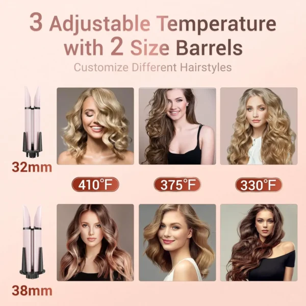 BESTOPE PRO Automatic Curling Iron Hair Curler, Replaceable Curling Wand with 2 Sizes Barrel (1", 1.25") & 3 Temps, Hair Waver - Image 5