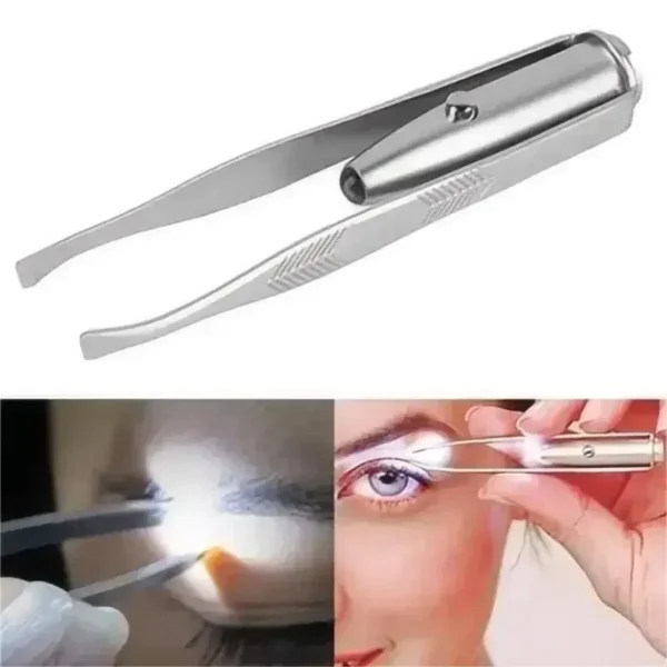 1pc Portable Stainless Steel Smart Design Eyebrow Hair Remove Tweezer with LED Light Makeup Tool Mini Eyebrow Tweezers