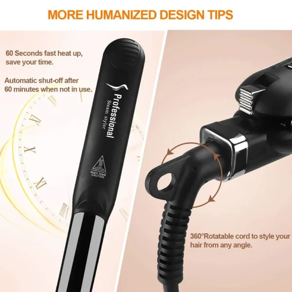 2024 Hotsale 450℉ Flat Iron Pro Vapor Steam Hair Straightener For Women 4-Gear Temperature Adjustment Curling Iron Hair Curler - Image 2